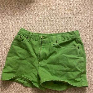 Thrifted green denim shorts